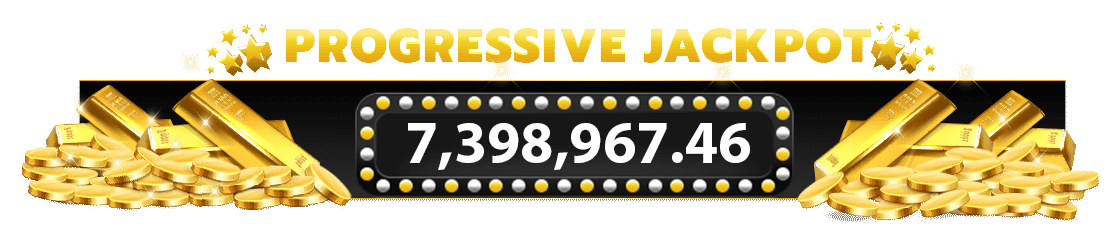 Banner Progressive Jackpot T6 dengan tampilan nilai jackpot dan ilustrasi koin emas.